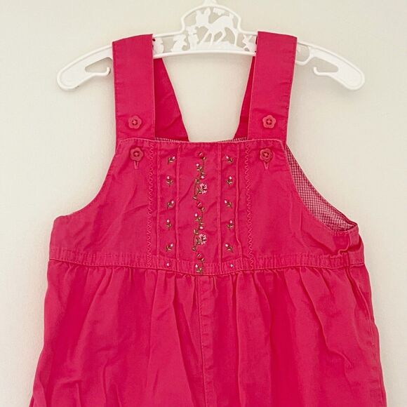 Vintage Baby Girl Carter's 9 Month Playful Pink Overalls Floral Embroidered - Picture 3 of 13
